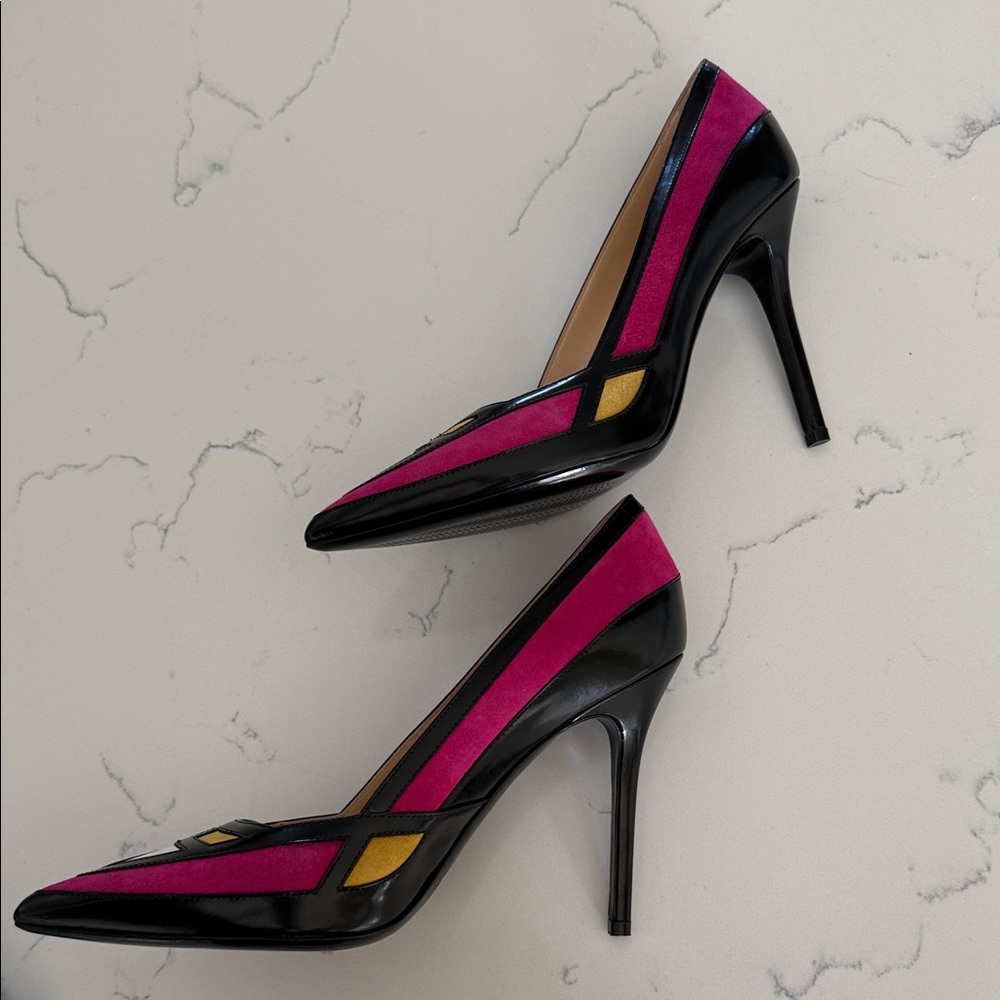 APERLAI Paris Pink and Black Women's Heels - Picture 5 of 6